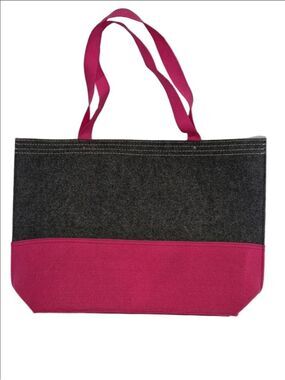 ATC The Authentic T-Shirt Company Pink & Gray Felt Hobo Tote Bag